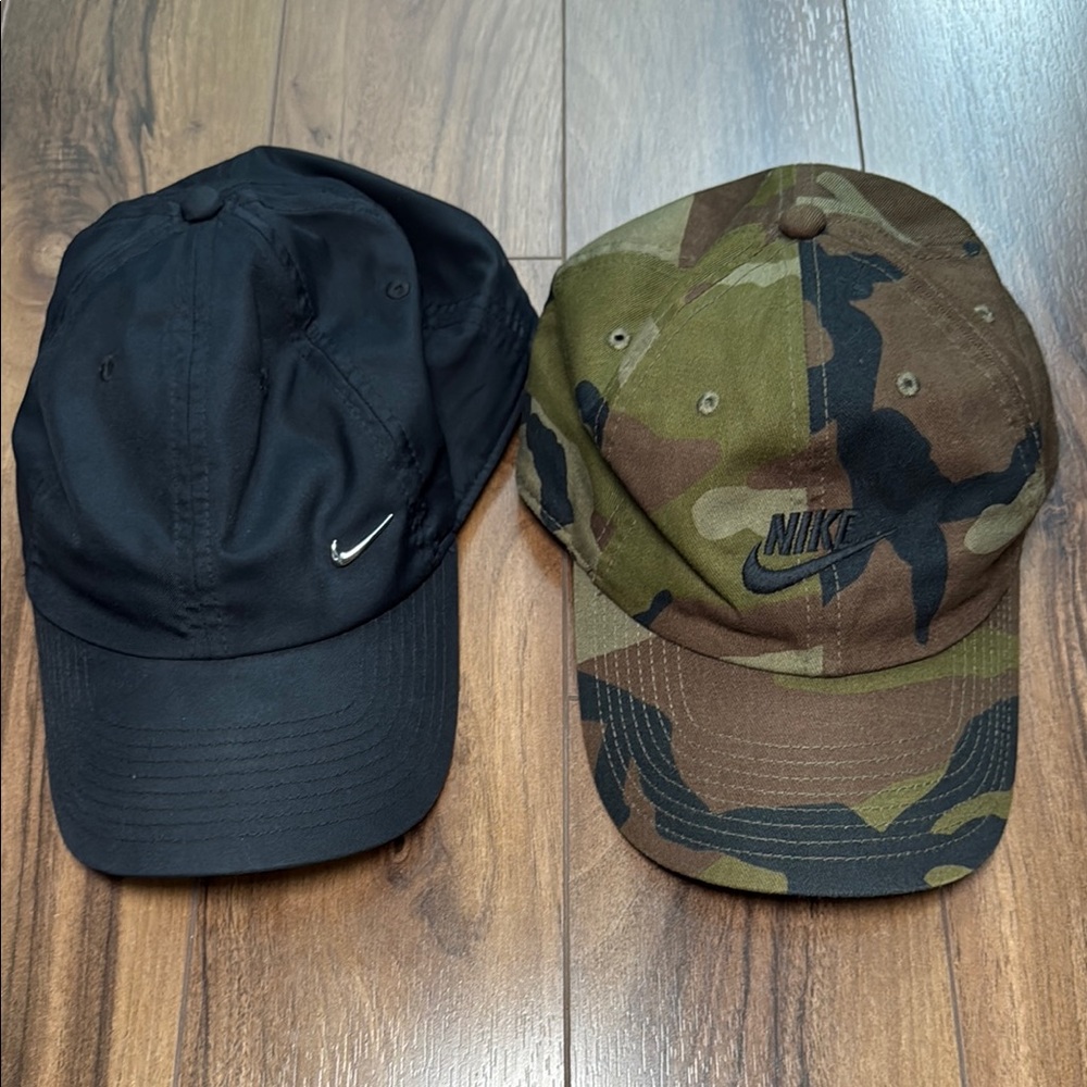 Nike Black and Camouflage Hat Duo